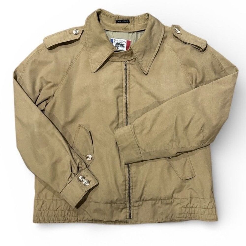 Vintage Brad Whitney California Jacket Beige Harrington Zip Up 46R L 70s Retro